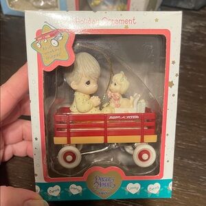 Precious Moments (2000) Red and Yellow Wagon Ornament